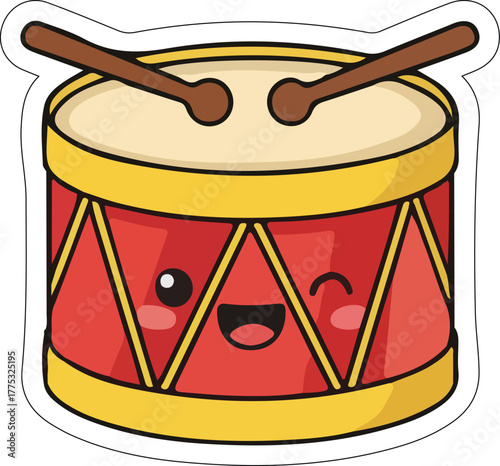Happy cartoon toy drum winking vector illustration