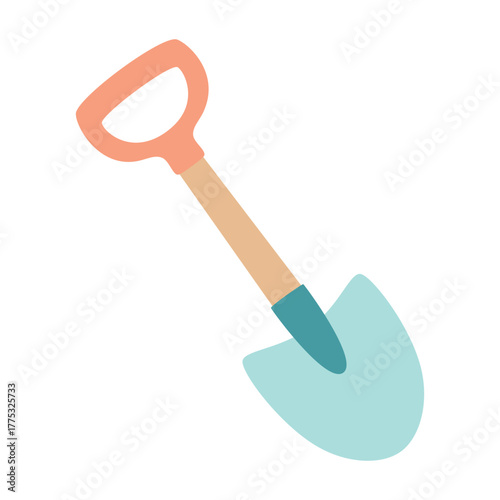 cartoon shovel isolated, flat style