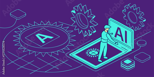 Set of glowing neon blue AI portals, futuristic HUD tech frames on dark background, digital vector design for UI and game elements.