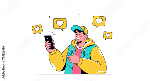 Online Engagement Concept Illustrating Social Media Interaction And Digital Connection