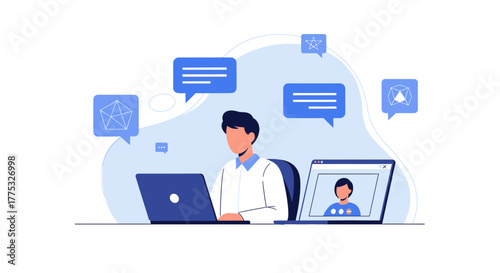 Online Meeting and Video Conferencing Representing Modern Communication Methods