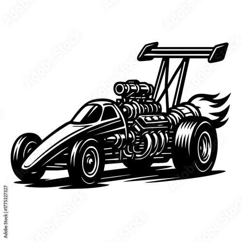 jet drag race car showing exposed engine and rear thruster details