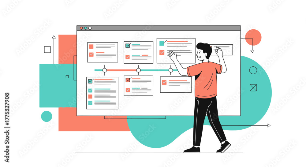 Fototapeta premium Planning And Execution: A Visual Depiction of Project Management And Strategy