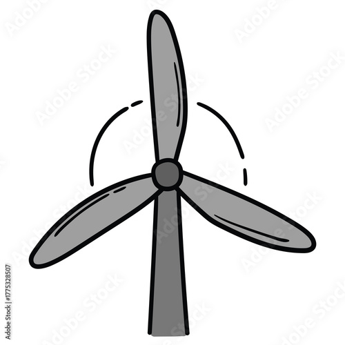 Hand-drawn cartoon windmill icon on a white background.