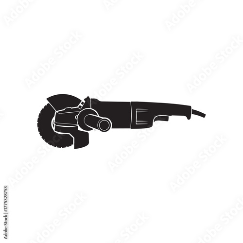 Electric angle grinder silhouette icon vector flat illustration