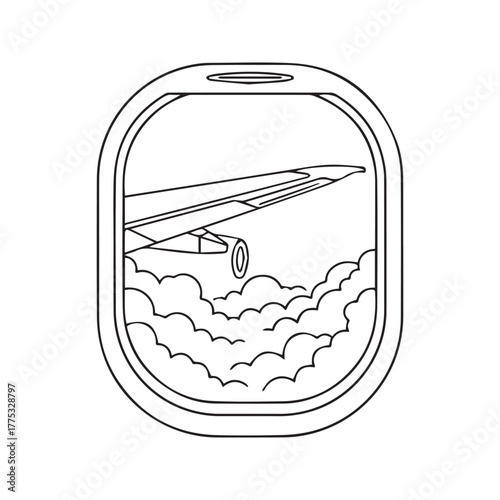 Airplane Window View: Wing and Clouds During Flight Journey