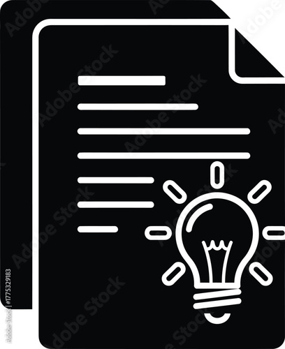 Idea generation document lightbulb creative thinking business solution eps silhouette