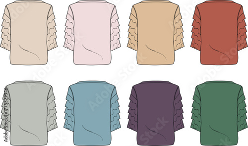 Variety of Ruffle Sleeve Top Designs in Various Colors