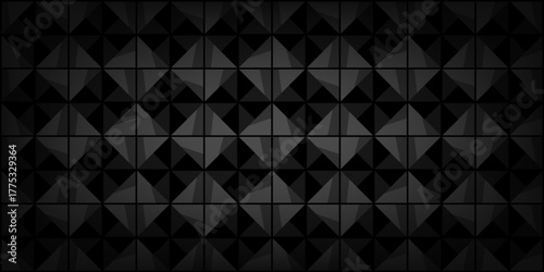 Dark geometric pattern illusion in black and gray tones. Modern abstract background for interior design, and minimal luxury concepts.