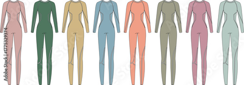 Fashionable One-Piece Garments in a Range of Pastel Colors, Displaying Diverse Wardrobe Options