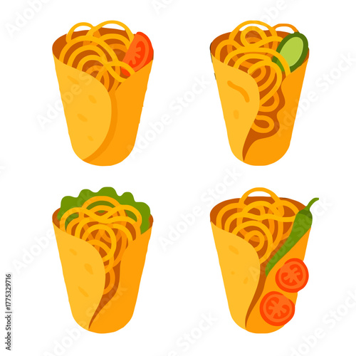 Vector Illustration of 4 Turkish Kebabs