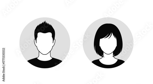 Simple Vector Icons of a Male and Female Silhouette in Circles