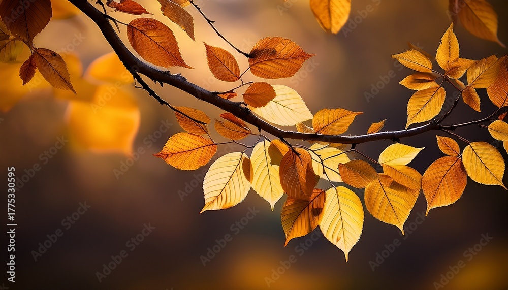 Fototapeta premium Autumn Leaves On A Branch