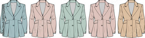 Fashion Illustration Pastel Colored Blazer Designs for Women - Trendy Garments