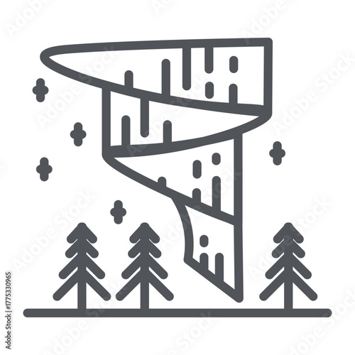 Northern Lights Minimal Colorful Flat Line Stroke Icon Pictogram Symbol Illustration. Vector illustration
