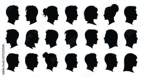 Diverse Head Silhouettes A Vector Collection of People's Profiles