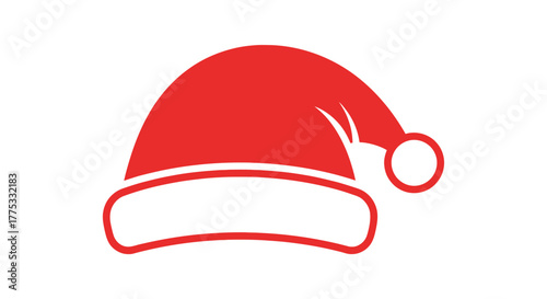 A simple red Santa Claus hat icon with a white fur brim and pom-pom, isolated on a plain white background.