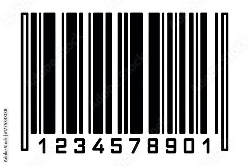 Universal black and white linear barcode for product identification, efficient inventory management, and rapid data scanning in retail and logistics