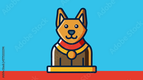 Illustration of a Military K9 Dog Icon with Gold Collar