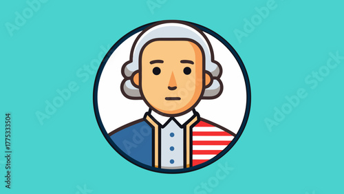 Cartoon portrait icon of George Washington for celebrations