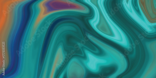 Vibrant abstract liquid marble texture with swirling patterns of teal, orange, purple, and blue creating a psychedelic and energetic visual art piece