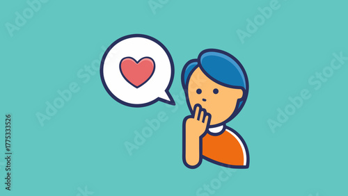 Person whispering a secret about love in speech bubble icon
