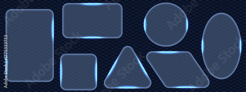 Glassmorphism. Vector illustration of trendy Glassmorphism effect Empty Frame set. Perfect realistic transparent glass Frame collection with blank space for text 