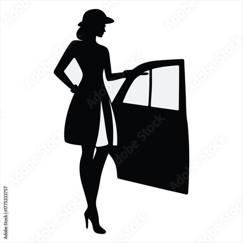 1920s socialite silhouette stepping out of vintage