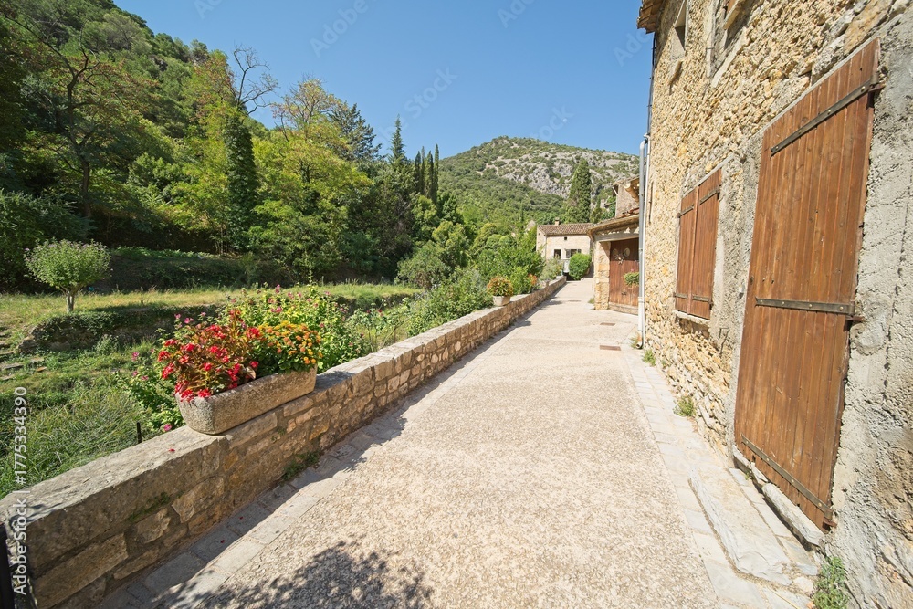 Fototapeta premium Saint-Guilhem-le-Désert is located in the Hérault department in southern France. The village is classified as one of the 