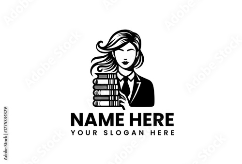 Lawyer with Books Logo Design for Legal Professionals and Law Firms