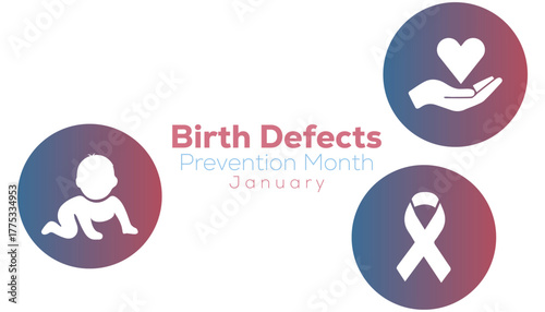 Vector illustration on the theme of National Birth Defects Prevention month observed each year during January. banner, Holiday, poster, card and background design.