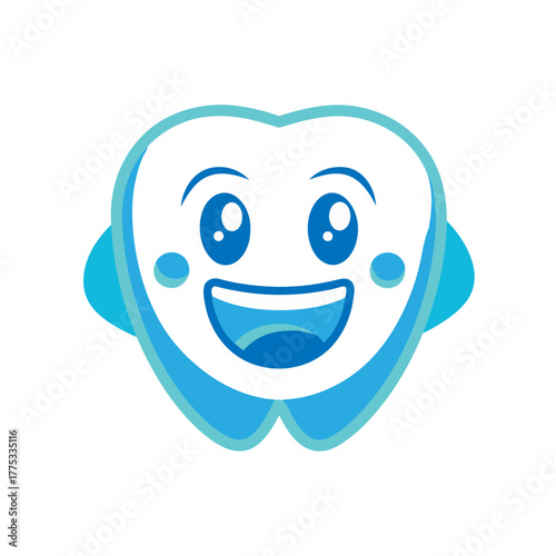 happy teeth icon silhouette vector style with a white background. smiley tooth that is cute. image of a healthy tooth. Teeth Icon,  Cleaning, and whitening teeth concept, 
