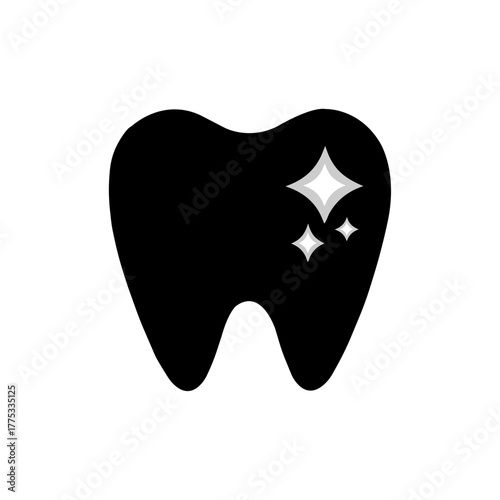 happy teeth icon silhouette vector style with a white background. smiley tooth that is cute. image of a healthy tooth. Teeth Icon,  Cleaning, and whitening teeth concept, 

