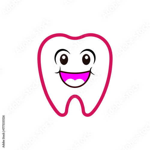 happy teeth icon silhouette vector style with a white background. smiley tooth that is cute. image of a healthy tooth. Teeth Icon,  Cleaning, and whitening teeth concept, 
