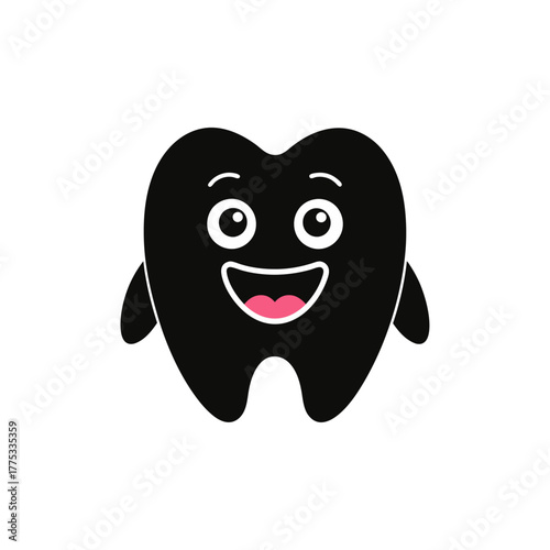 appy teeth icon silhouette vector style with a white background. smiley tooth that is cute. image of a healthy tooth. Teeth Icon,  Cleaning, and whitening teeth concept, 
3D realistic happy white toot