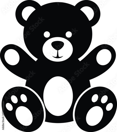 Teddy bear vector illustration cute black and white graphic design toy eps silhouette