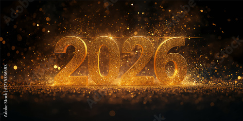 Golden glitter 2026 new year celebration design
