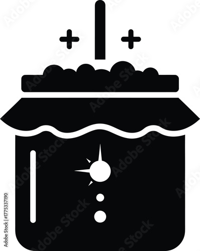 Homemade jam jar vector illustration, fruit preserve icon, food concept eps silhouette