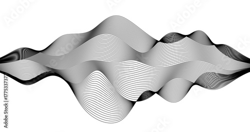 Black wave lines on white background for Modern technology and Science design