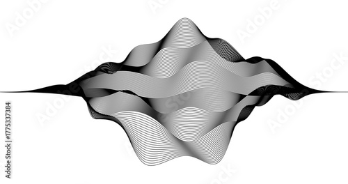 Geography with Frequency waves Grid in Black and white colors