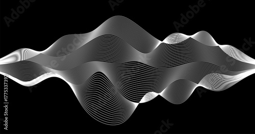 Radio Signal waves Black and white Design for Technology and Science