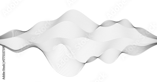 Particles Waves grid on white background for Science technology