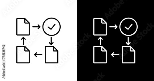Document Flow  White Icon Set Design