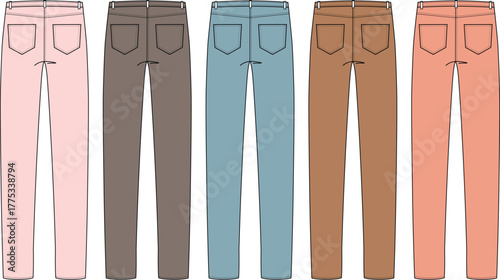 Stylish collection of women's casual trousers in an assorted palette of contemporary colors, designed for comfort and fashion versatility in everyday wear and apparel projects