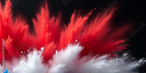 An intense fire animation of a red Christmas background with orange fireworks and burning snowflakes