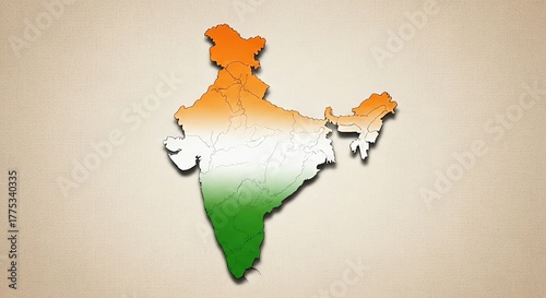 India map with national flag colors