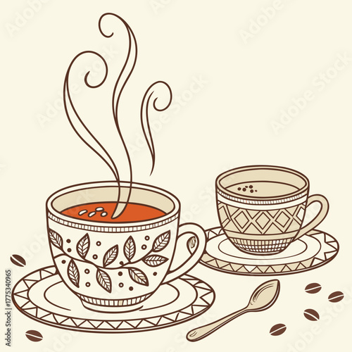 hot coffee and tea cups