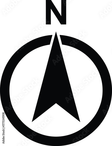 North direction compass rose navigation symbol travel orientation guide eps silhouette