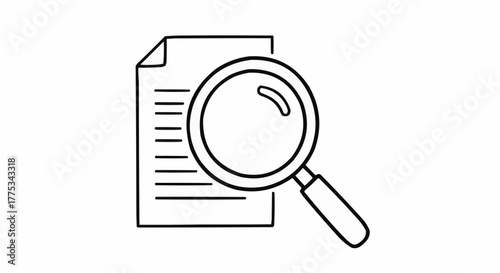 Detailed document scrutiny with a magnifying glass symbolizes research, analysis, and attention to detail in business tasks.