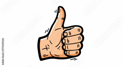 A stylized, cartoon hand isolated on a white backdrop, gives a thumbs up, suggesting approval or a positive signal.